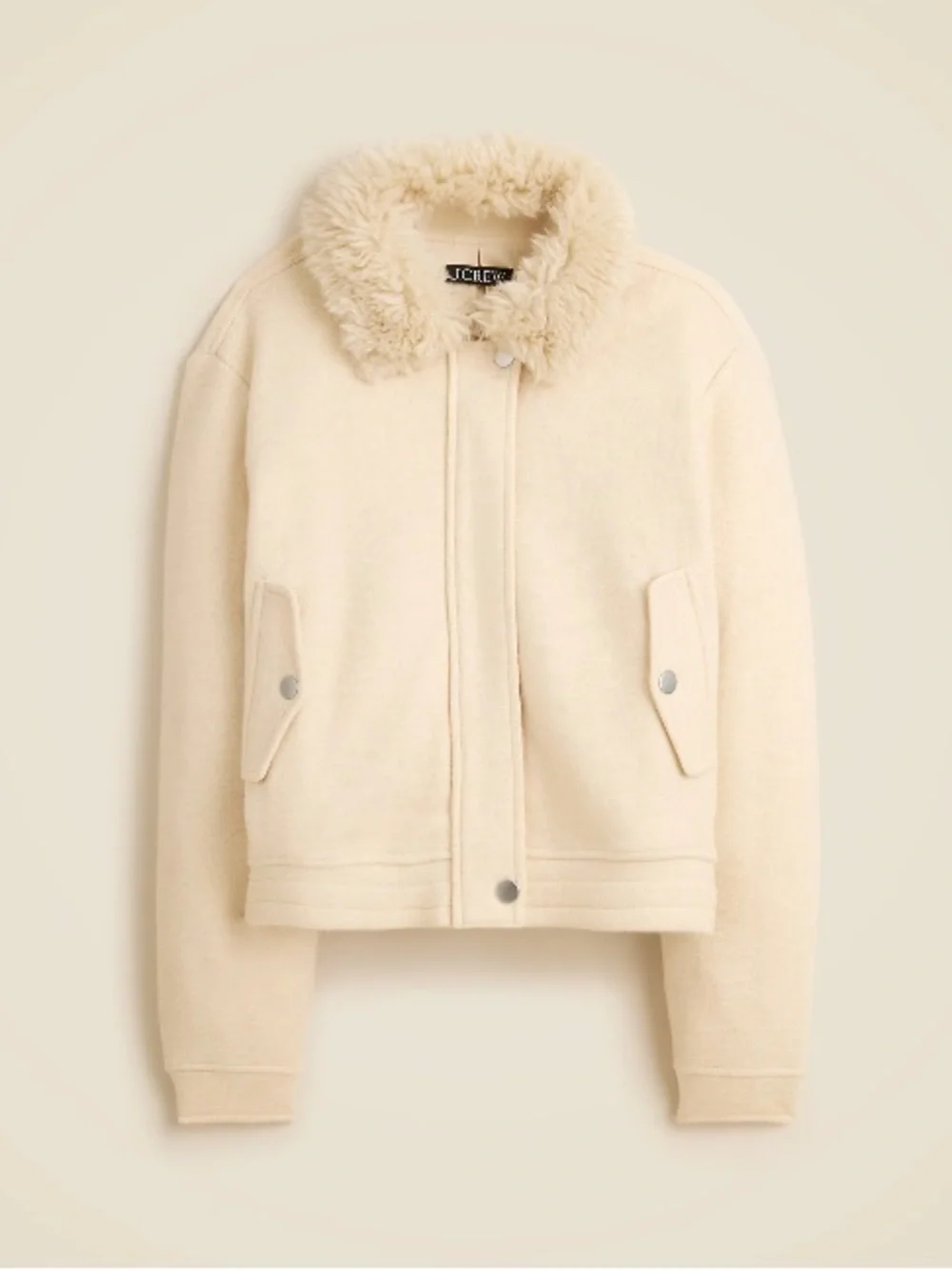 J.Crew Wool-blend flight jacket with faux-fur collar CQ056